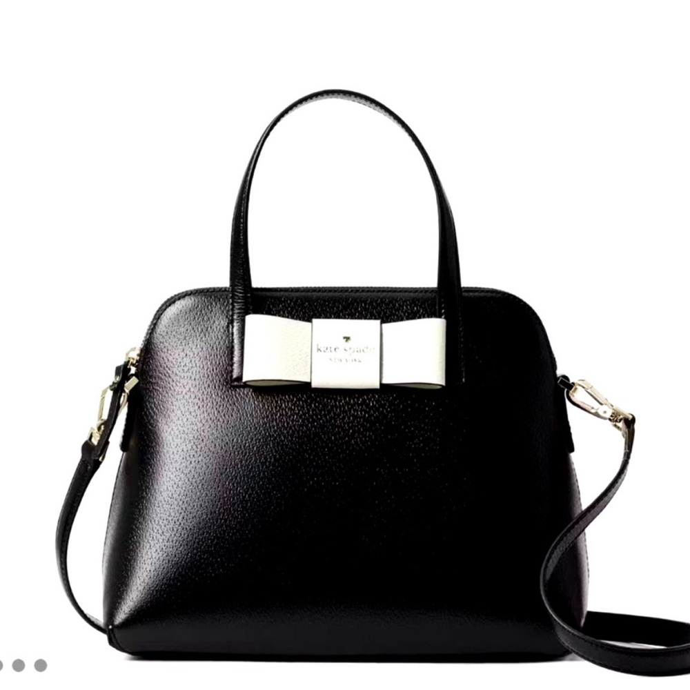 Kate Spade Black Robinson Street Maise Cream Bow Satchel Style WKRU4865
